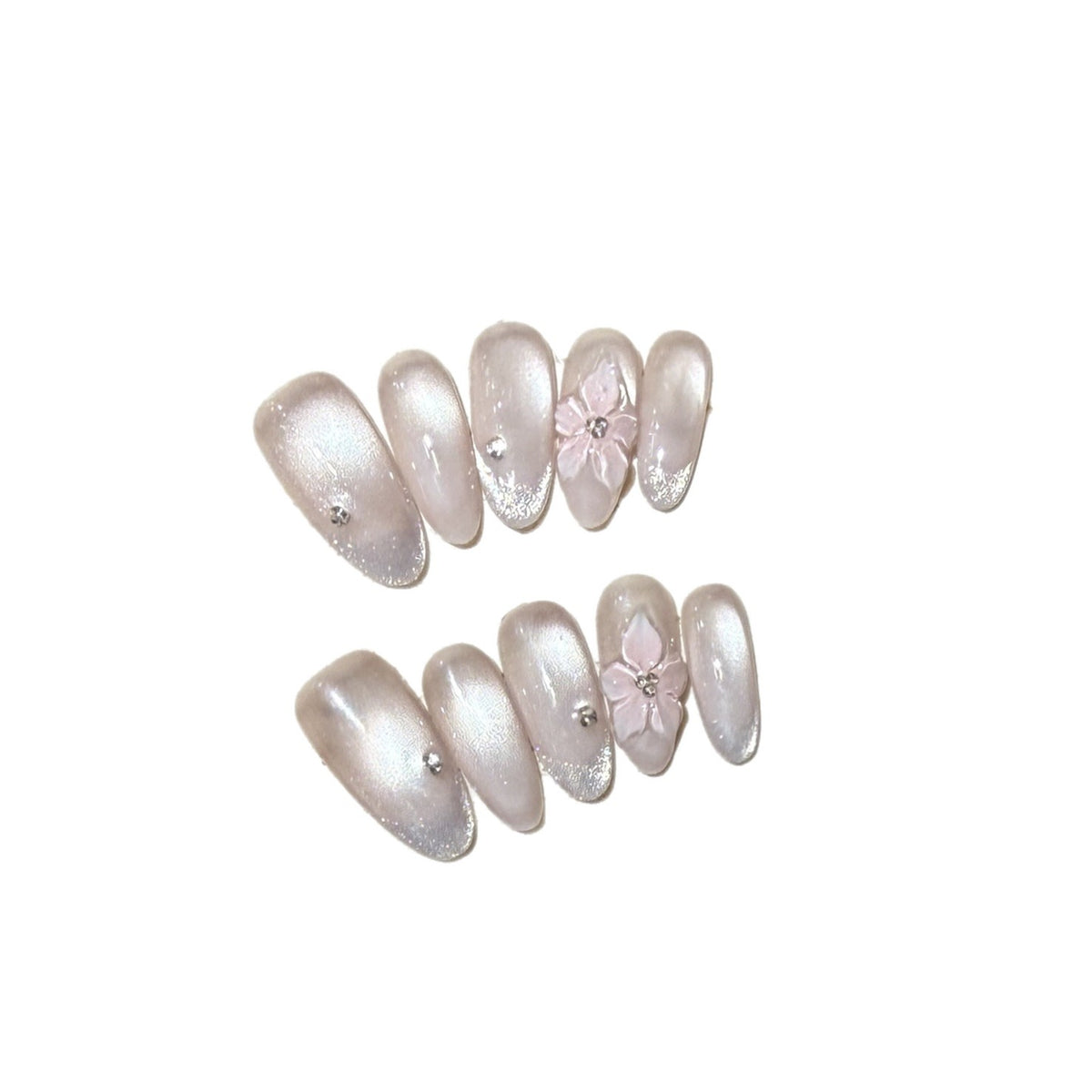 Elegant Floral Accented Press-On Nails Acalora