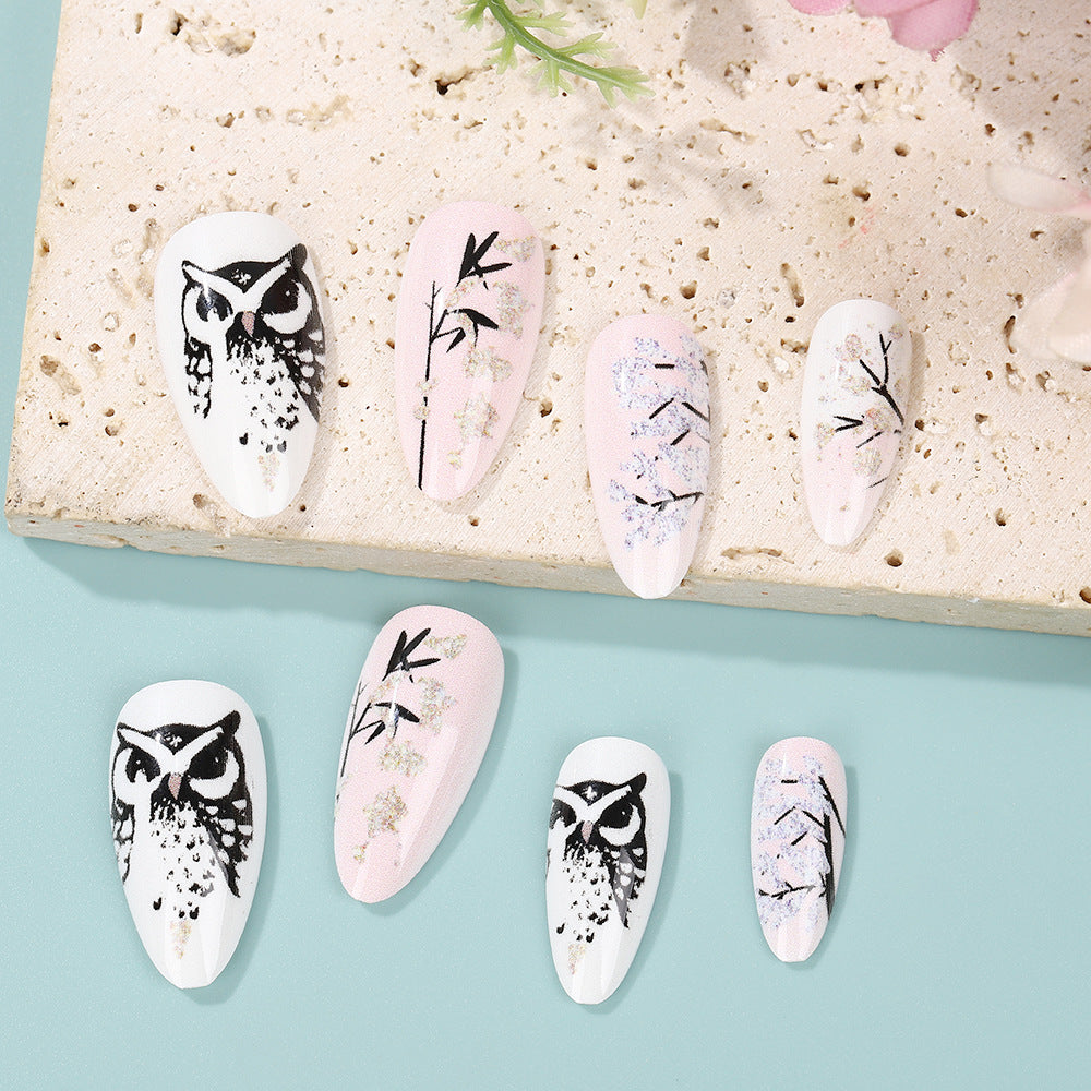 Creative art nails in elegant owl design Acalora