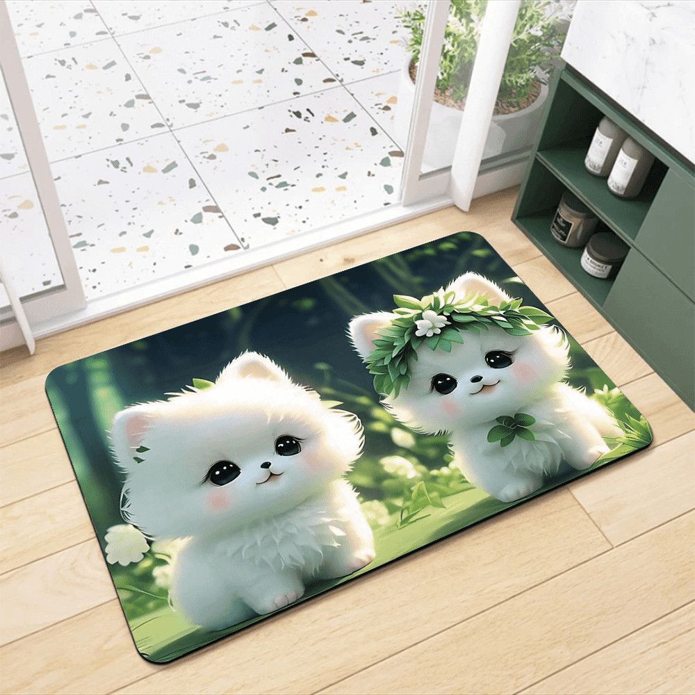 Adorable Pomeranian-Themed Bath Rug