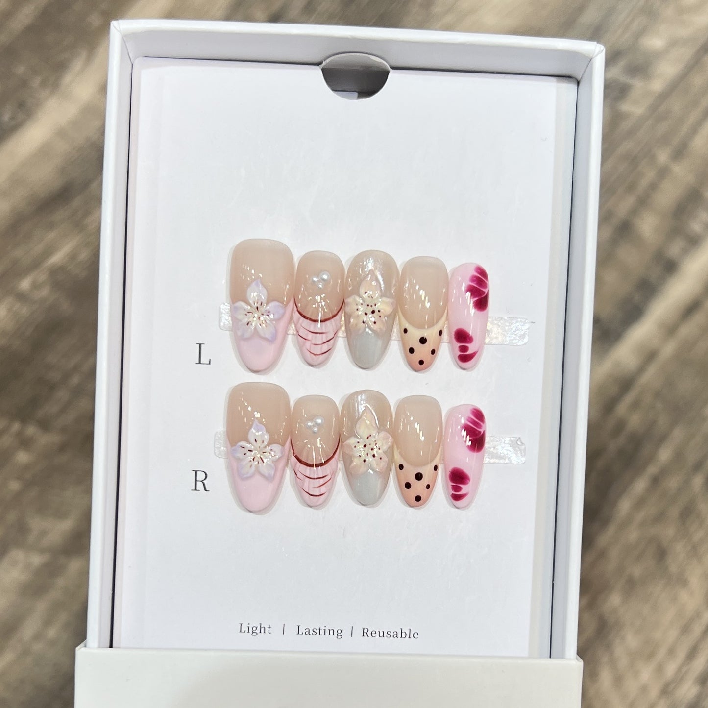 Floral and Polka Dot Press-On Nail Set Acalora