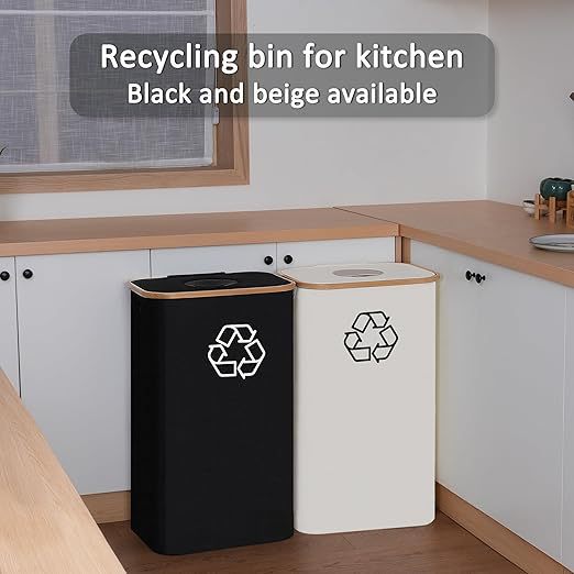 Elegant recycling bin with removable lid and compartments Acalora