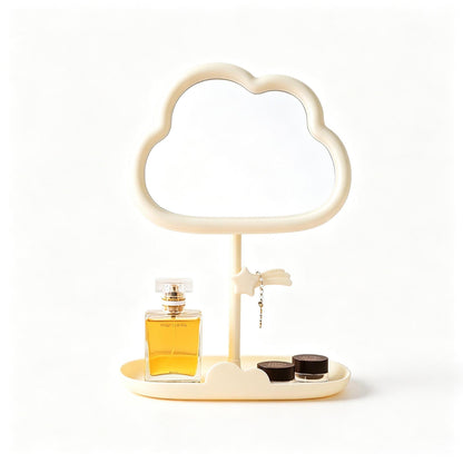 Cloud-Shaped Tabletop Makeup Mirror and Organizer
