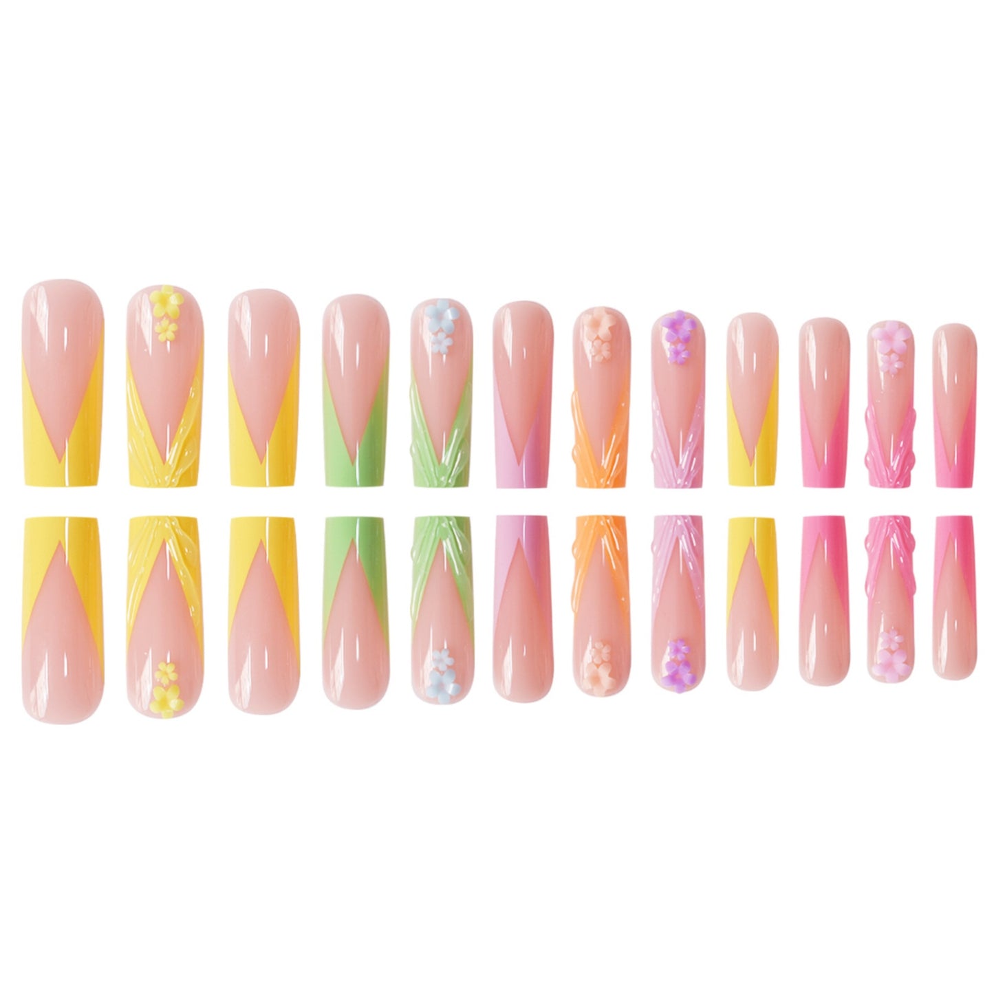 Decorative Floral Sculpted Press-On Nails Acalora