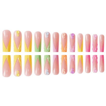 Decorative Floral Sculpted Press-On Nails Acalora