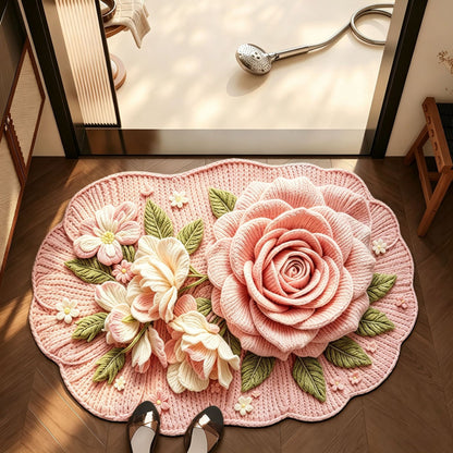 Floral Design Bathroom Mat Acalora