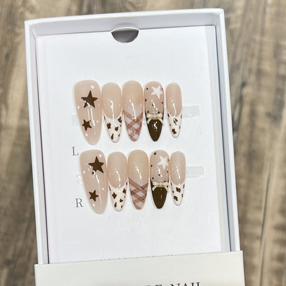 Elegant Stiletto Press-On Nail Set with Decorative Accents Acalora