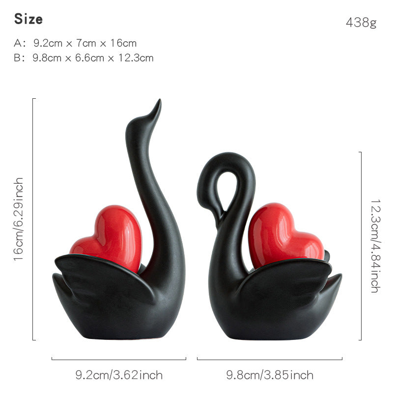 Elegant and romantic swans decorative figure Acalora