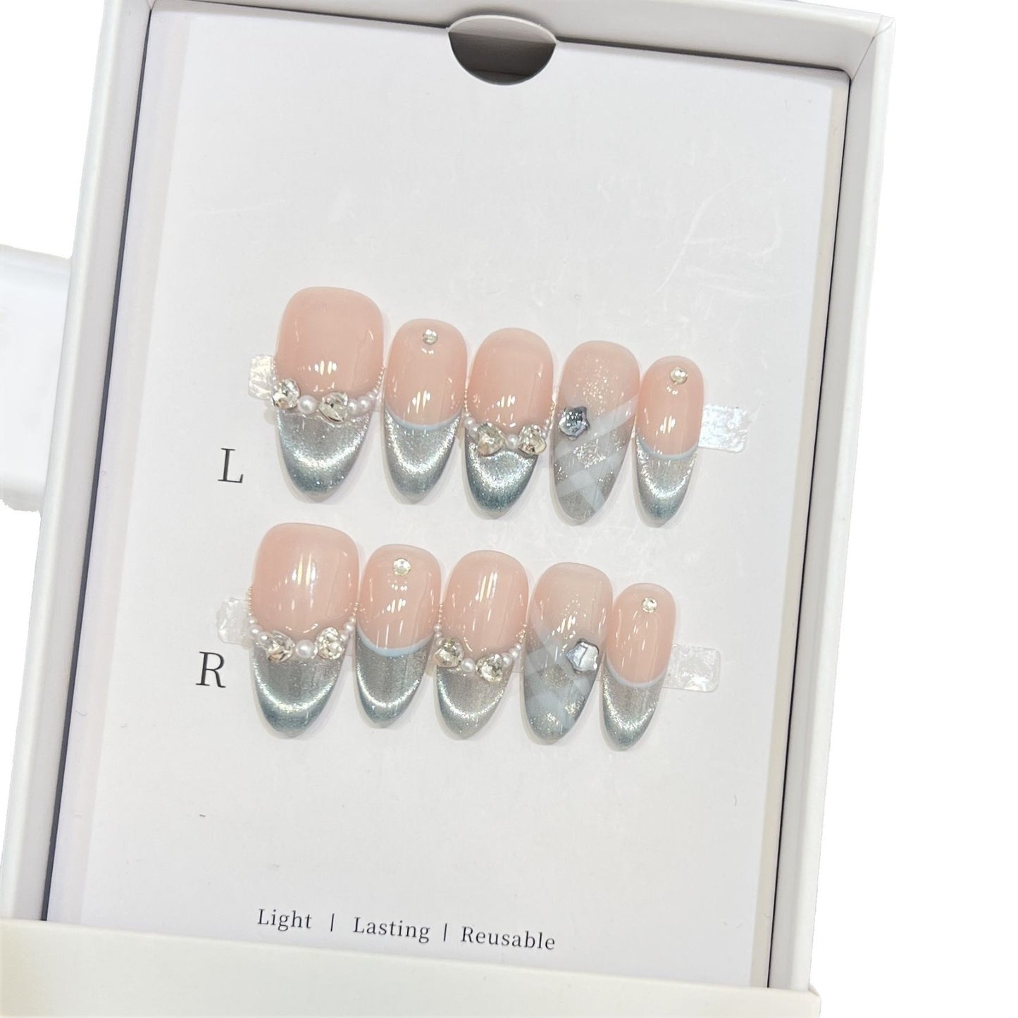 Elegant Reusable French Tip Press-On Nail Set Acalora