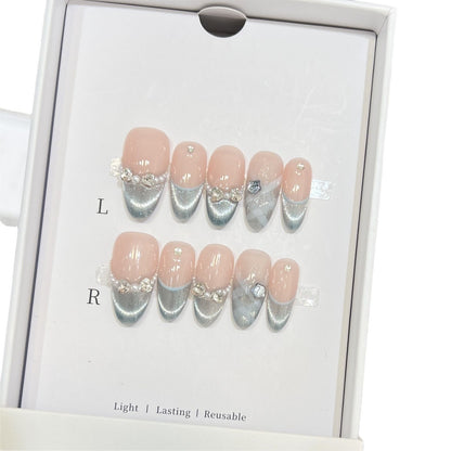 Elegant Reusable French Tip Press-On Nail Set Acalora