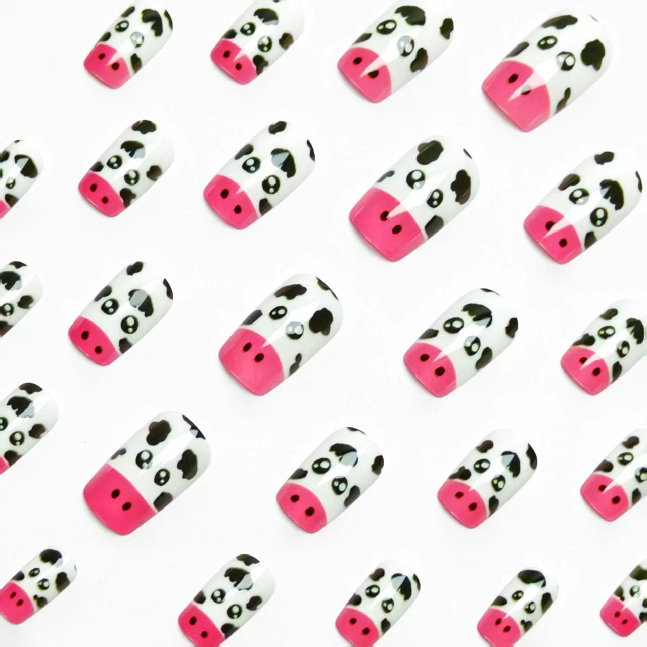Playful Cow-Themed Nail Art Acalora