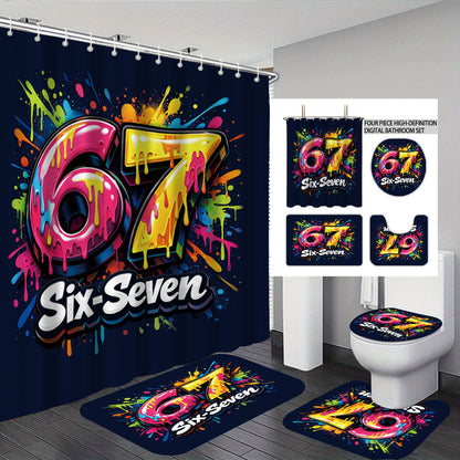 Digital Art-Themed Four-Piece Bathroom Set