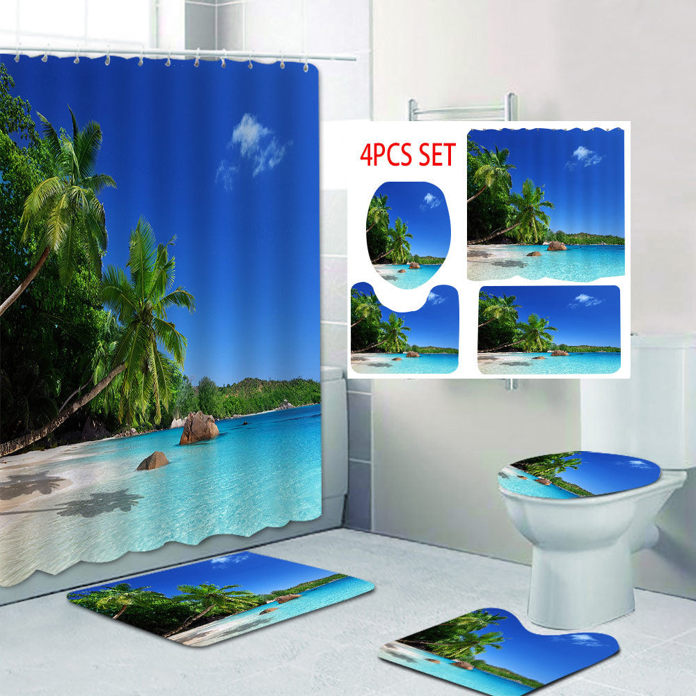 Tropical Beach Scene Shower Curtain