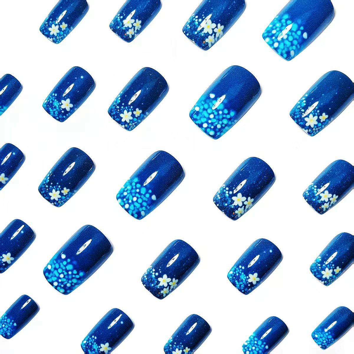 Floral Glittered Nail Art Acalora