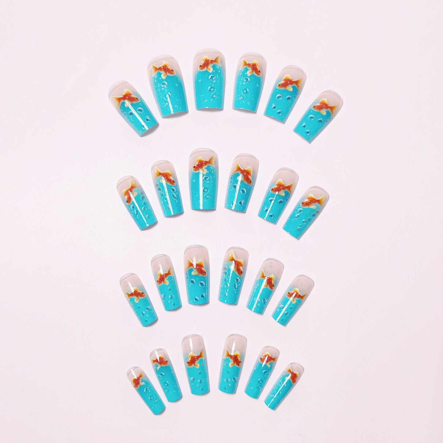 3D Fish and Bubbles Acrylic Nail Art Acalora
