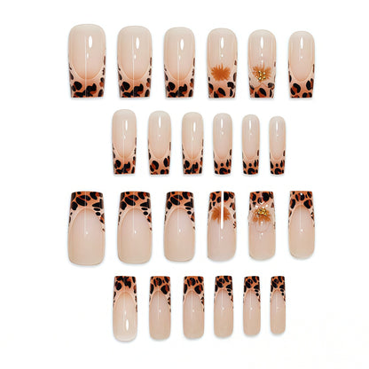 Premium Decorative Press-On Nail Art with Leopard Print Accents Acalora