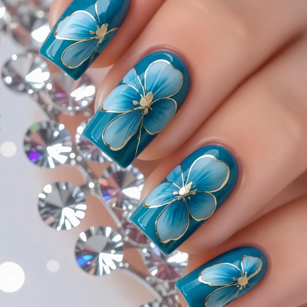 Elaborately designed artificial nails with flower pattern Acalora
