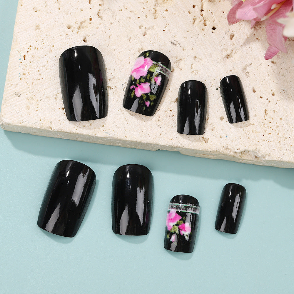Artificial Nail Set with Elegant Rose Design Acalora