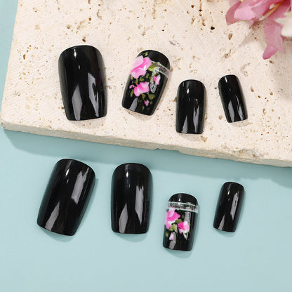 Artificial Nail Set with Elegant Rose Design Acalora