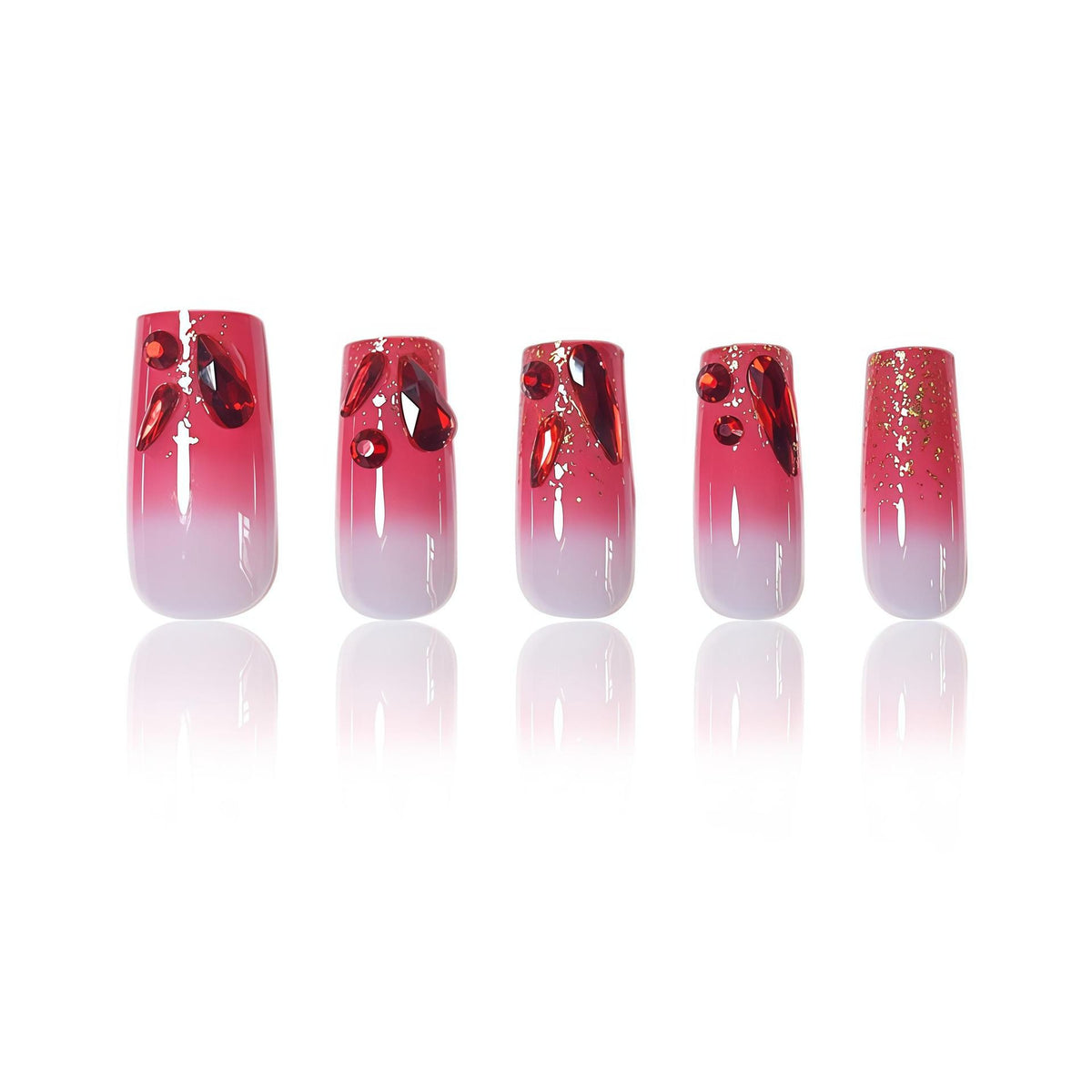 Elegant 3D Gemstone Press-On Nail Art Acalora