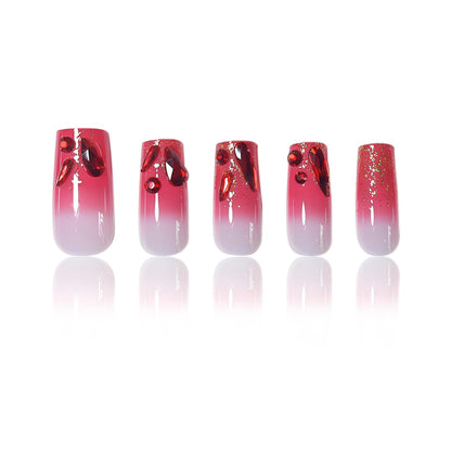 Elegant 3D Gemstone Press-On Nail Art Acalora