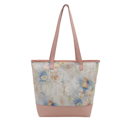 Artistic Floral Embroidered Tote Bag Acalora