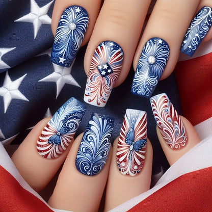 Patriotic Nail Art Design Acalora