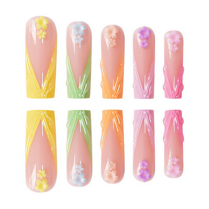 Decorative Floral Sculpted Press-On Nails Acalora