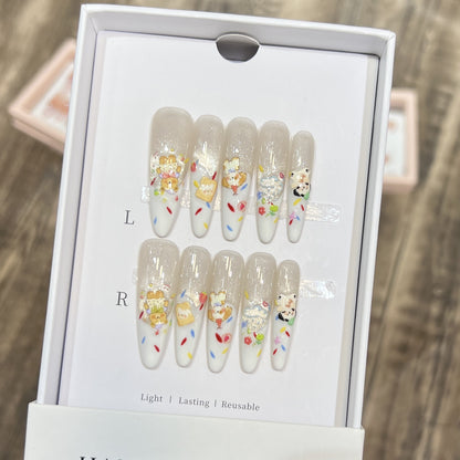 Decorative Press-On Nail Art Set with Glitter Accents Acalora