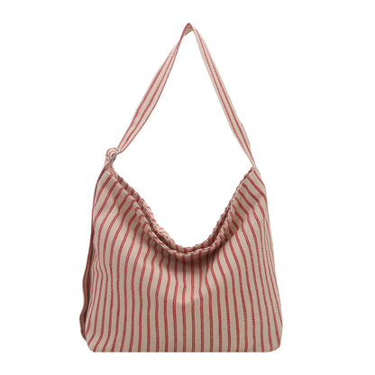 Casual Striped Canvas Tote Bag Acalora