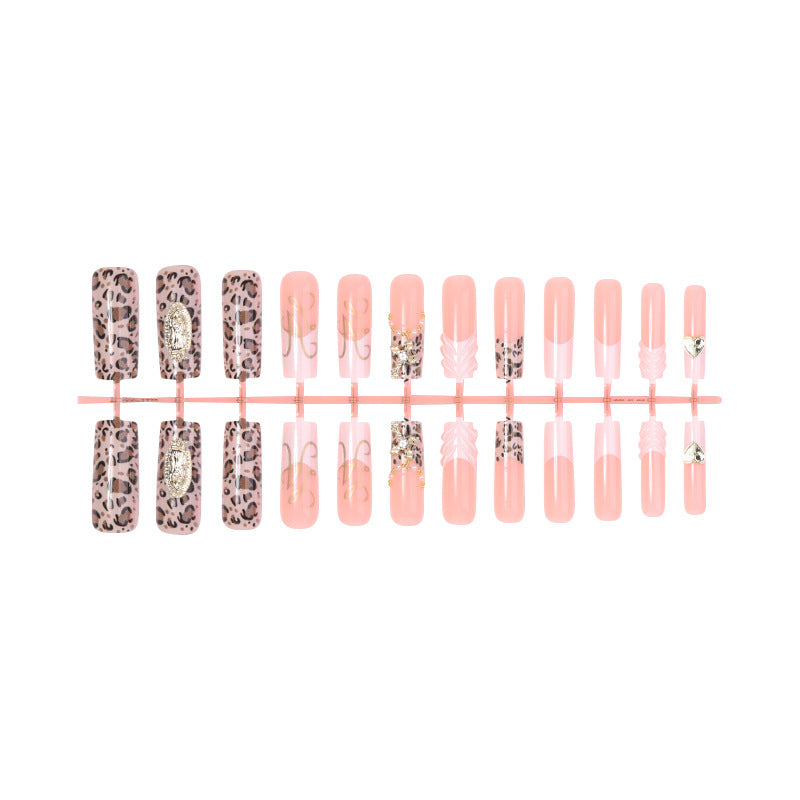 Premium Decorative Press-On Nail Art Set with Elegant Leopard Patterns Acalora