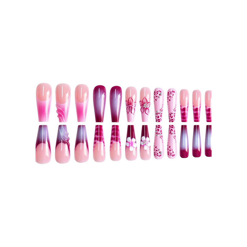 Artistic Floral and Gemstone Press-On Nails Acalora