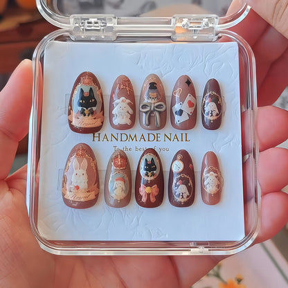 Whimsical Character-Themed Press-On Nail Art Acalora