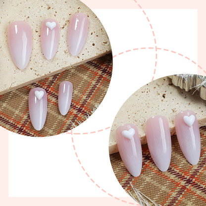 Elegant Press-On Nail Set with Heart Embellishments Acalora