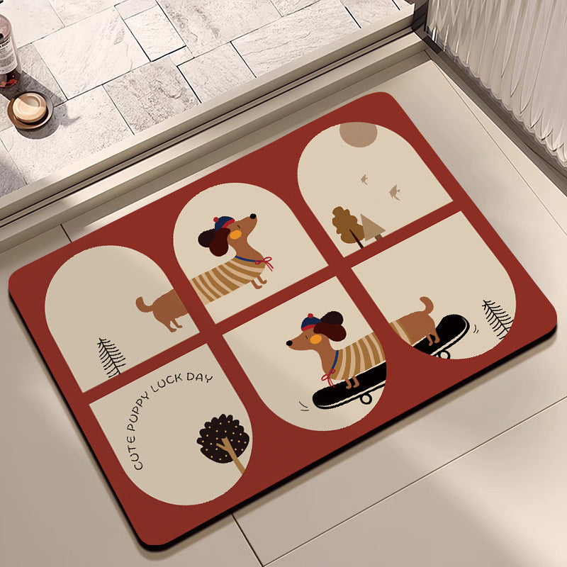Decorative Floral Print Bath Mat Acalora