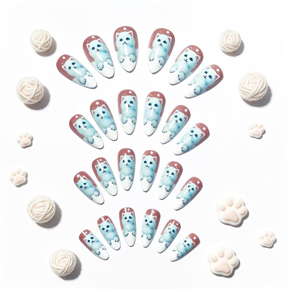 Playful Cat-Themed Nail Art Acalora