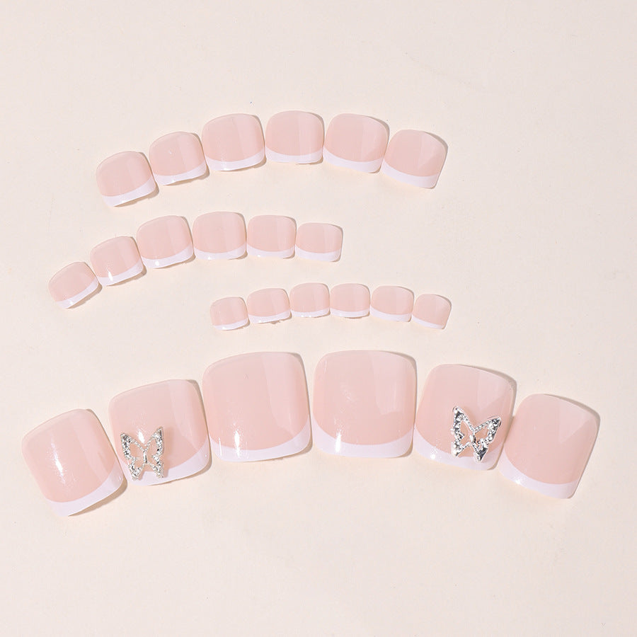 Elegant Decorative Press-On Nail Set with Butterfly Accents Acalora