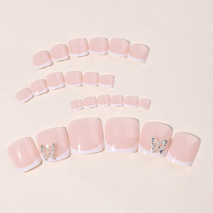 Elegant Decorative Press-On Nail Set with Butterfly Accents Acalora