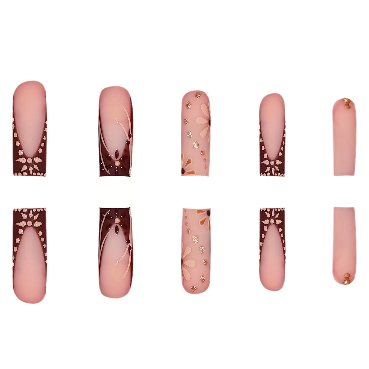 Detailed Floral Art Press-On Nails Acalora