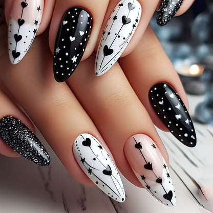Artistic Heart and Star Nail Art Acalora