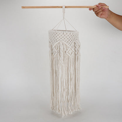 Elegant Macrame Hanging Lamp with Fringes Acalora