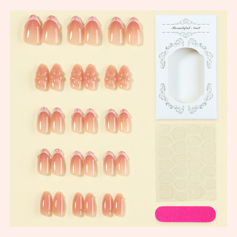 Decorative Press-On Nail Set with Floral Accents Acalora 1788495814
