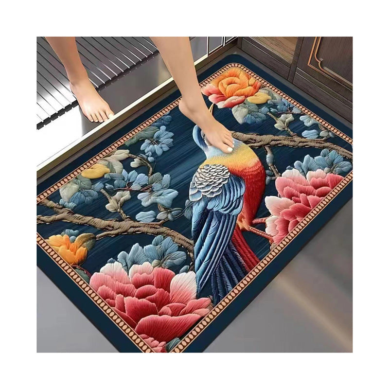 Floral-Embossed Memory Foam Bath Mat