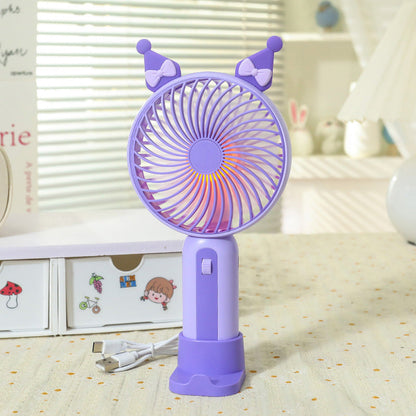 Women's Portable Handheld Fan with USB Charging Function and LED Lighting Karnz