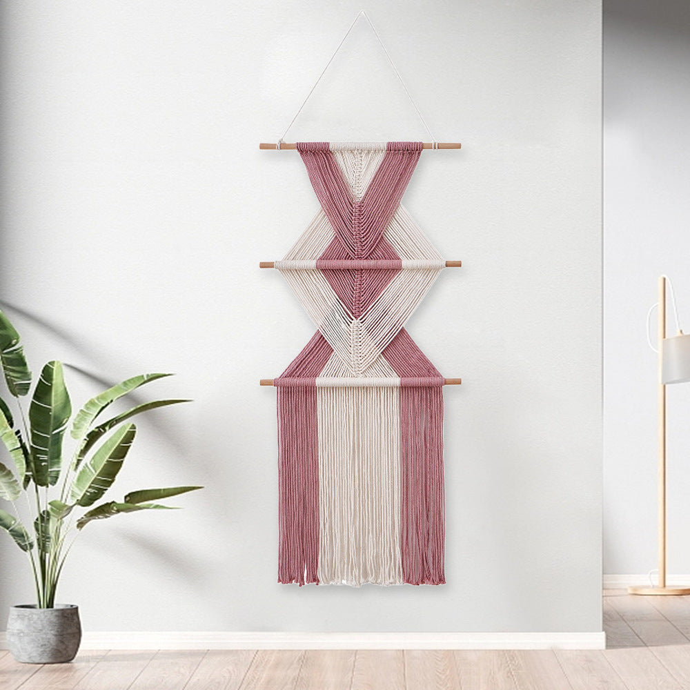 Macramé Wall Decor with Geometric Pattern Acalora