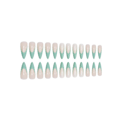 Artistic Stiletto Press-On Nail Design with 3D Shell Accents Acalora