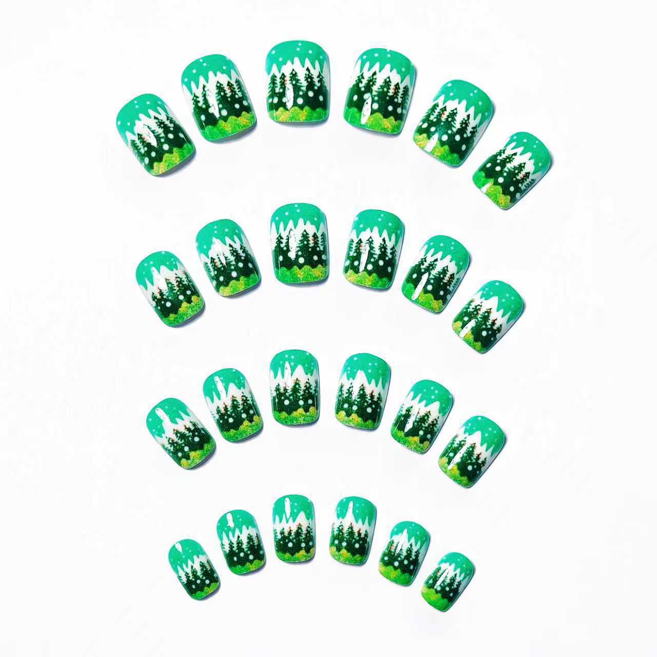 Festive Winter Forest Nail Art Acalora