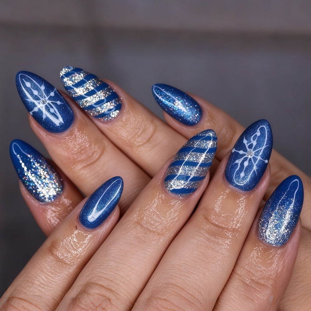 Artificial Nails Set with striking glitter and pattern designs Acalora