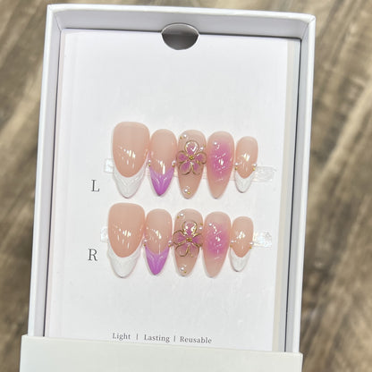 Artistic Floral Press-On Nail Set Acalora