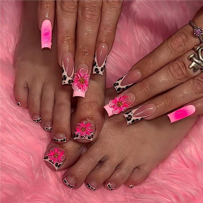 Artistic Floral Press-On Nail Art Acalora
