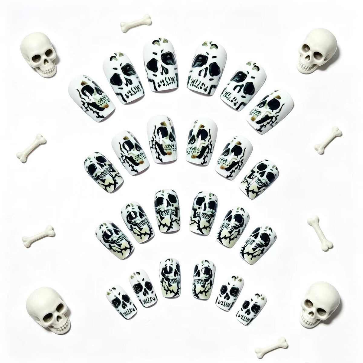 Artistic Skull-Themed Nail Art Acalora